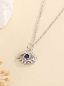 1件S925纯银恶魔之眼吊坠项链，男女皆宜，低过敏性，四叶草和立方氧化锆项链，适合作为周年纪念/生日礼物送给女孩 - 惡魔之眼 - 查看 5