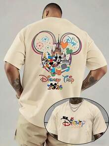 Disney Official Licensed 2026 Disney Trip Mickey Ears Castle Graphic T Shirts 100 Percent Cotton Disney Shirt 220g Cotton Crew Neck Unisex Tee - 杏色 - 查看 1