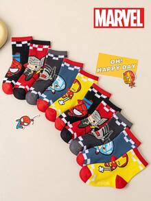 Marvel 1/5/10 Pairs Kids Socks Superhero Socks, Boys Short Tube Socks, Cartoon Spring/Summer Girls Socks, Children Fans Superhero Character Socks - Multicolor - View 10