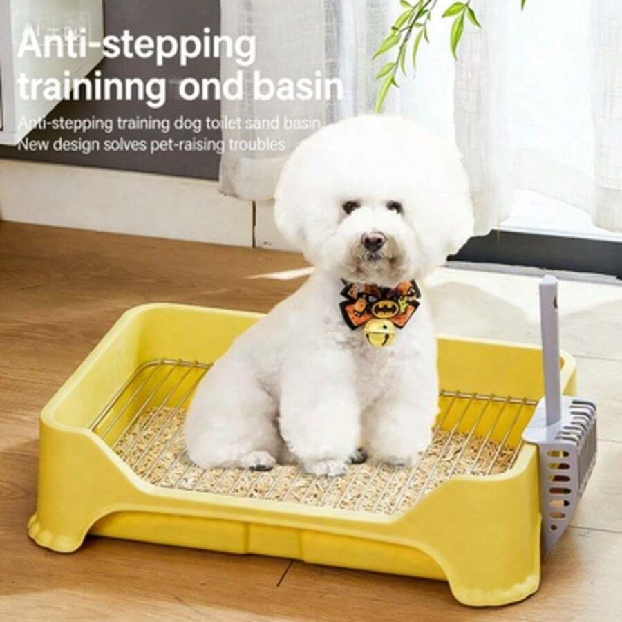 Mess-Free Dog Potty Box With Removable Stainless Steel Grid, Anti-Stepping Pet Training Toilet, Easy To Clean For Small & Medium Dogs - View 1