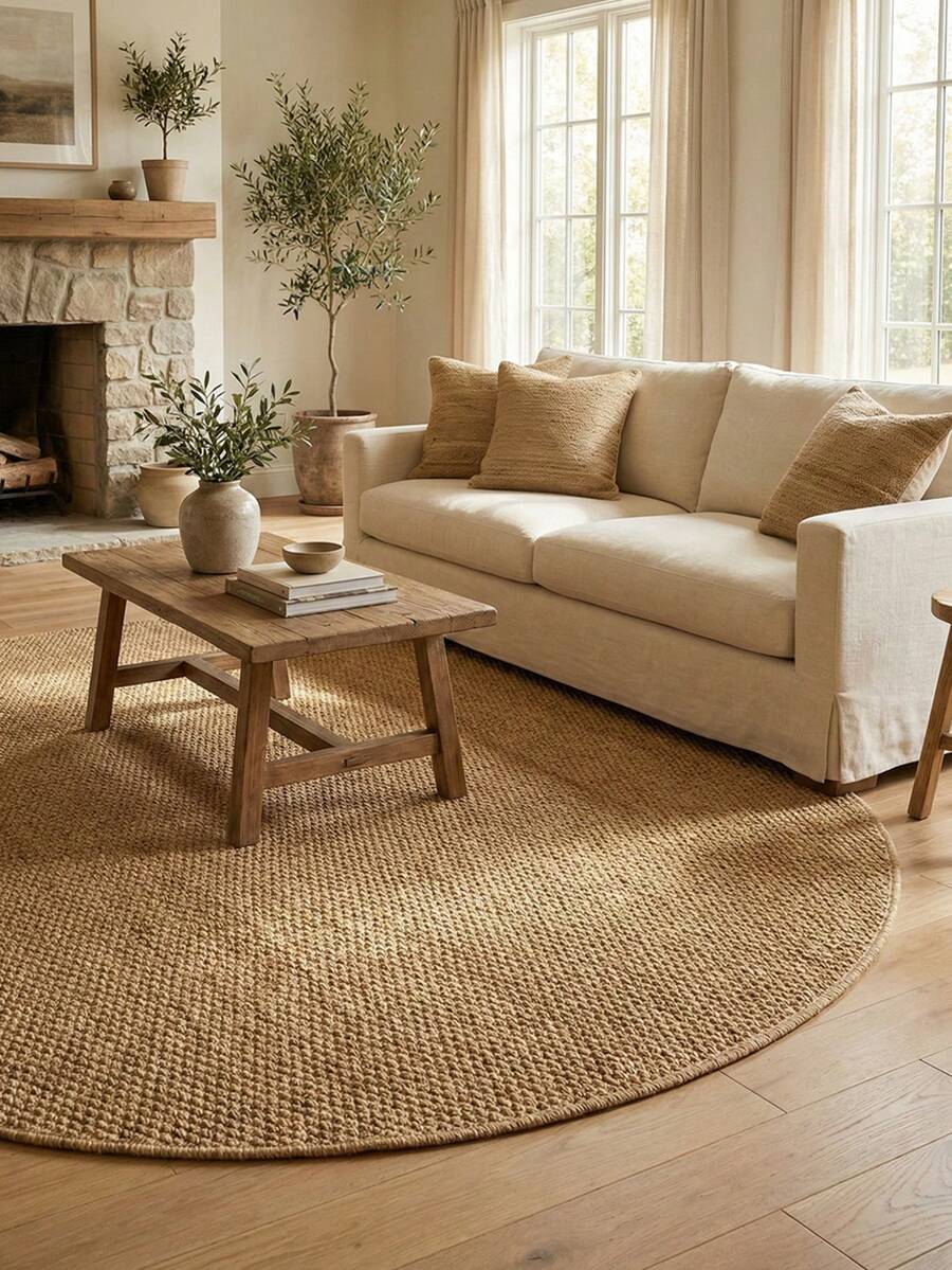 1pc, Machine Washable Premium Faux Sisal Round Decorative Rug, Faux Cat Paw Design, TPR Non-Slip Bottom, Anti-Slip, Wear-Resistant, Foldable And Easy To Store, Living Room Rug, Coaster, Available In Various Sizes, Bedroom Rug, Bedside Rug, Bathroom Rug, Simple Stylish And Elegant, Suitable For Various Scenes And Daily Use, Theme Party, Suitable For Kitchen, Bathroom, Living Room, Dining Room, Study, Bedroom And Other Entryway Decor