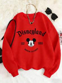 Disney Official Authorized Classic Mickey Disneyland 1955 Iconic Print Boys Fun Sweatshirt Comfortable Easy To Wear Casual School Outings Weekend Activities - 紅色 - 查看 1