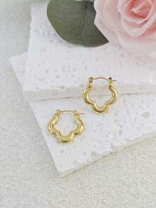 Vintage Stainless Steel Earrings Hoops For Women Hoop Earrings Set For Girls Women Gold Jewelry Earrings Chunky Statement C Shape Hoop Earrings Geometric Thick Stud Earrings Gold Hoops For Teen Girls Beach Bikini Accessories Attractive Clothes, Wedding Dresses Accessories - Versatile JewelryPerfect For Wearing While Swimming, Bathing, Exercising ,Great For Valentines Day, Birthday, Mother Day, And Vacation Surprises. - Gold - View 14