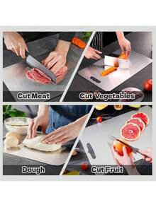 3pcs/1pc Stainless Steel Cutting Board, Stainless Steel Kitchen Chopping Board For Meat, Fruit And Vegetable, Kitchen Set - Silver - View 3