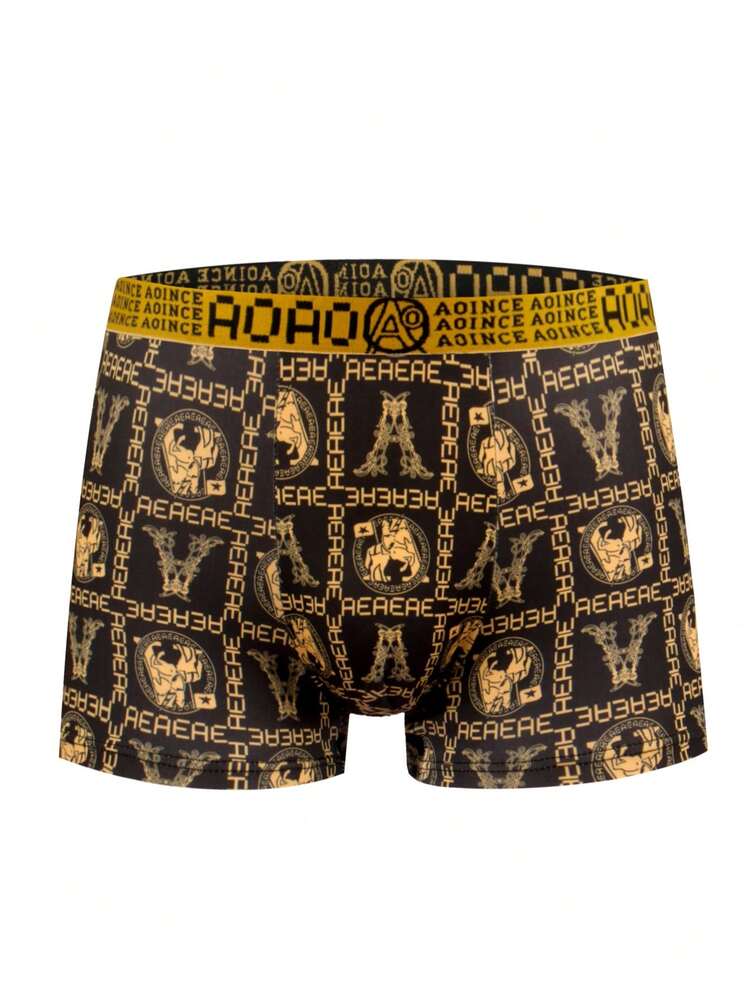 Men's 8-Pack Random Color Boxer Briefs Dragon & Luxury Print Elastic Waistband High Stretch Breathable Soft Comfortable Casual Underwear For Daily Wear - Multicolor - View 3