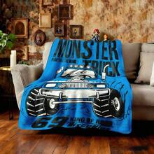 1PC 3D Monster Jam Monster Truck Cartoon Blanket, Edgy Gift For Motorsports Fans, Themed Man Cave Decor, Retro Sci-Fi Party Accent & Race Day Souvenir,Soft Throw Blanket For Home Bedroom Bed Sofa Picnic Travel Office Cover Blanket, Multiple Sizes 50x60 To 60x80 Inches - Nhiều màu 10 - Xem 3