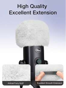 蓝色 Ye Ti 防喷罩 - 麦克风罩，毛绒防风罩，麦克风防风屏，适用于 SoloCast | Ye Ti | Nano | Fifine AM8 | Seiren / V3 Mini 等 USB 麦克风，白色 - 均碼 - 查看 6