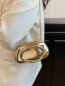 1pc Minimalist Casual Vintage Elegant Handbag, Chain Shoulder Crossbody Bag For Party, Sophisticated Compact Purse, Retro Coin Design, Perfectly Matching With Bridal Party, Party Bags,Perfect For Party Wedding Prom Dinner/Banquet Matching With Holiday Party Dress Evening Dress & Sequin Dress , Wedding - 金色 - 查看 6
