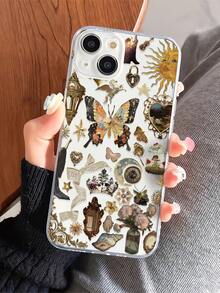1 件装拼贴风格日月蝴蝶图案全包覆式 TPU 手机壳，兼容 16/16Pro/16Plus/16ProMax、11/11Pro/11ProMax、12/12Pro/12ProMax、13/13Pro/13ProMax、14/14Plus/14Pro/14ProMax、15/15Pro/15Plus/15ProMax - 彩色 - 查看 1