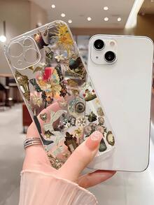 1 件装拼贴风格日月蝴蝶图案全包覆式 TPU 手机壳，兼容 16/16Pro/16Plus/16ProMax、11/11Pro/11ProMax、12/12Pro/12ProMax、13/13Pro/13ProMax、14/14Plus/14Pro/14ProMax、15/15Pro/15Plus/15ProMax - 彩色 - 查看 4