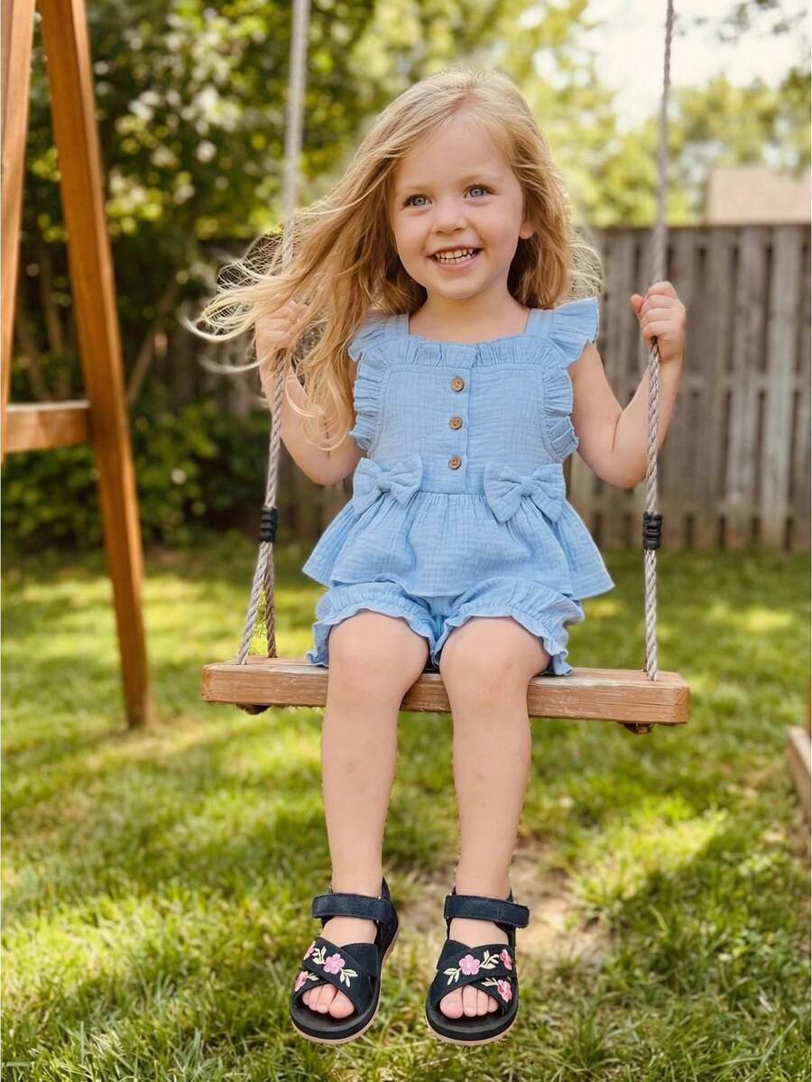 Baby Girls Tank Top Co-Ords - Blue - View 1