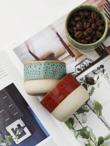 Bộ 1/4/6 chiếc tách trà, tách espresso bằng gốm sứ dày dặn, men rạn, dung tích 110ml, kiểu Nhật cổ điển, tách trà Gongfu bằng gốm nhiều màu sắc, tách nhâm nhi của bậc thầy, tách nước gia dụng, kiểu Trung Đông cổ điển. - Nhiều màu - Xem 4