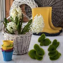 2pcs/1pcsGreen Plush Moss Rabbit Sculpture, Outdoor Garden Decoration, Easter Spring Festival Decoration, Universal Plastic Rabbit All Year Round - Standing Rabbit - View 6