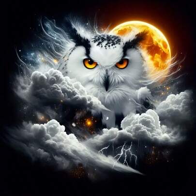 1 Set 5D DIY Diamond Painting Kit, Cloud Owl Design, Crystal Round Craft, Cartoon Theme, Home Decor Wall Hanging, Artistic Desktop Decoration, Creative Holiday Gift