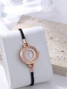 一套优雅的石英手表和珠宝配饰套装，包括一款时尚的圆形女士腕表和一条镶钻手链。 - 彩色 - 查看 4