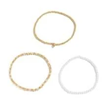 3pcs/Set Fashion Beach Vacation Style Faux Pearl Beaded Elastic Anklets For Women - Multicolor - View 4