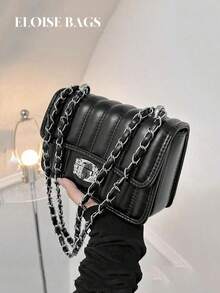 Bolso bandolera cuadrado mini versátil con correa de cadena, nueva moda 2025 para mujeres - Negro - Ver 2