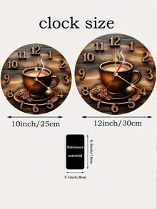 1 buah Jam Dinding Datar 10"/12" Tanpa Fungsi - Dekorasi Dinding Cangkir Kopi Vintage, Jam 2D Tanpa Fungsi | Desain Kopi Klasik | Angka Hitam yang Mudah Dibaca - 1PC - View 7