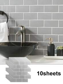 WoStick 4Sheeets/10Sheets 3D Glossy Subway Peel And Stick Tiles, Self-Adhesive Waterproof Wall Stickers For Kitchen Backsplash - Multicolor - View 15