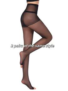 1 Pair Women's Sexy Open Toe Ultra-Thin Pantyhose, Stirrup Tights - Coffee Brown - View 7