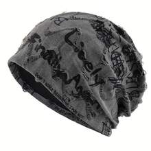 Unisex Outdoor Sports Knit Cap For Autumn And Winter, Featuring A Retro Design With Letters, Suitable For Both Men And Women - Grey - View 10