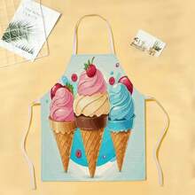 1pc Ice Cream Pattern Apron, Creative Funny Fashion Printed Apron, Home Cleaning Apron, Easy Clean Kitchen Cooking Apron, Creative Home Apron - Multicolor - View 15