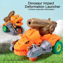 Đồ chơi xe khủng long biến hình không cần pin, phóng bằng quán tính, có thể biến hình thành khủng long ba sừng (Tceratops), bao gồm cả chế độ xe và khủng long, đồ chơi tương tác phù hợp cho bé trai. - Nhiều màu - Xem 3