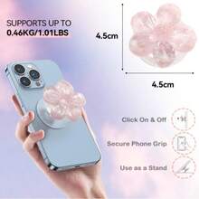 1个/2个可爱花朵元素推拉支架手机支架，3D立体花朵可折叠手机支架，清新花朵粘性气泡手机支架，可伸缩花朵手机握把，适用于智能手机、平板电脑、手机配件，春季生日礼物 - 彩色 - 查看 5