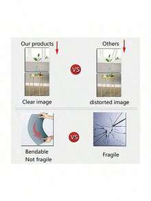 Gương toàn thân treo tường, 30 x 30 cm, 4 mảnh, kính acrylic hữu cơ, gương vuông lớn dán tường, gương trang điểm, gương dài, gương tập thể dục tại nhà, gương hành lang, gương dán sàn ký túc xá. - Bộ 4 món - Xem 2