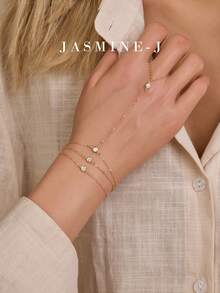 1pc S925 Sterling Silver Bracelet,Gold Bracelet,Hand-Held Chain,Zirconia Bracelet,Multi-Layer Bracelet,Minimalist Luxury Design,Wedding Gift,Holiday Gifts - Multicolor - View 8