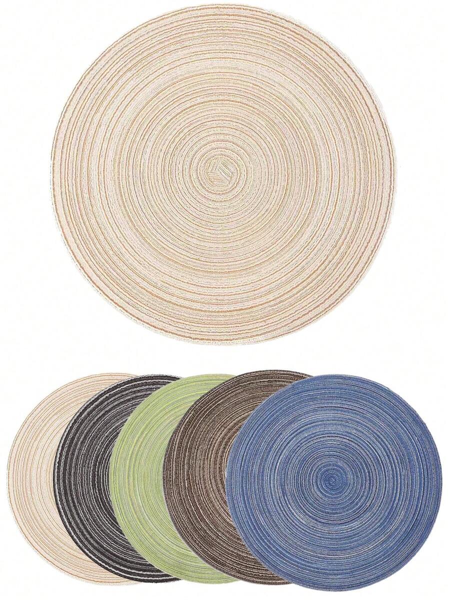 2 st/4 st/6 st 15-tums rund vävd bordsunderlägg, tvättbar halkfri värmebeständig bordsunderlägg, lämplig för hemmamåltider, högtidsfester, bröllop - Multifärgad - Visa 1