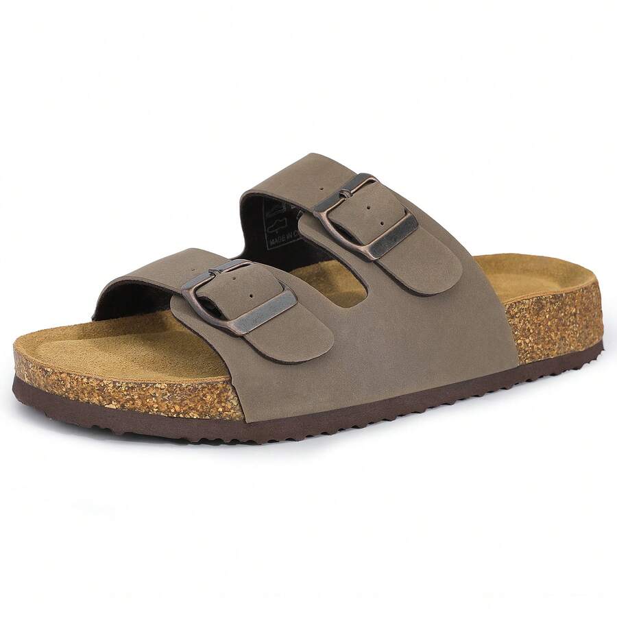 Women's Sandals With Adjustable Straps - Cork Footbed Comfort Slides For Summer Beach & Casual Wear - 褐色 - 查看 1