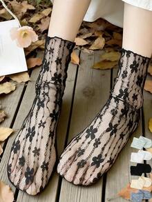 1/5/10 女士时尚夏季超透气透明蕾丝甜美网眼钓鱼袜柔软又有趣 - 彩色 - 查看 2