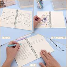 A6/A5/A4 螺旋笔记本 - 80 张/160 页，横线和方格设计，加厚 PP 装订，双线圈装订，耐用封面，简约便携，适合学习、工作、日记、旅行 - 小型记事本、素描本、办公和学生使用 - 均碼 - 查看 9