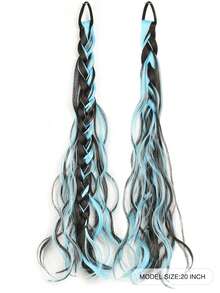 Synthetic Messy Braid, Pink Blue Grey Wig Braid, Boxer Braid Wig Women Ponytail New Chinese Fried Dough Twists Long Braid - Multicolor - View 9