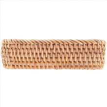 Hand-Woven Rectangular Rattan Wicker Basket Fruit Tea Snack Bread Picnic Cosmetic Storage Box Kitchen Household Tools-S - A - View 7