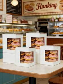 10PCS/1PC/ Multi-Purpose Clear Window Gift Box For Candy, Cake & Cookies, 11x11x12.5cm - White - View 6