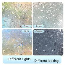 SHAWULA Static Cling 3D Stained Glass Window Film, Rainbow Tulip Privacy Sun Blocking Anti-UV Heat Control Reusable For Home Office 17.7x80 Inch - Champagne - View 6