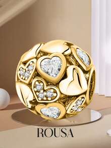 1件925纯银串珠饰品，适合女性DIY手链/手镯，也可作为日常时尚配饰，适合女孩和青少年佩戴。 - 愛心鋯石圓 - 查看 4