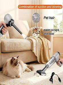 Cordless Vacuum Cleaner - Suitable For Pet Hair Rechargeable Ultra-Compact Design, Lightweight And Convenient For Car, Home, Office, Pet Portable Handheld Vacuum Cleaner - Grey - View 2