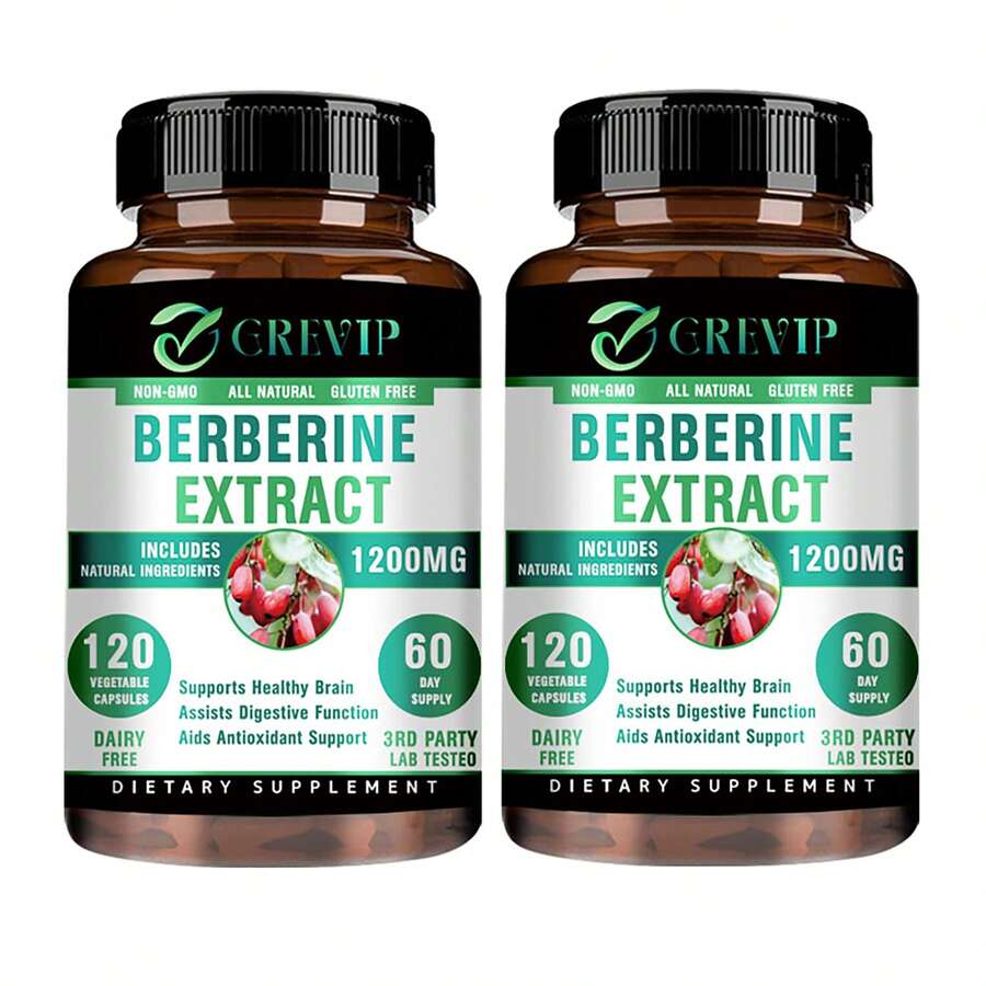 XEMENRY Berberine Capsules - Support Gut And Digestive Health, Promote Heart Health, Cholesterol Control, Regulate Blood Sugar Levels - 120pcs - Two bottle-More favorable - View 1