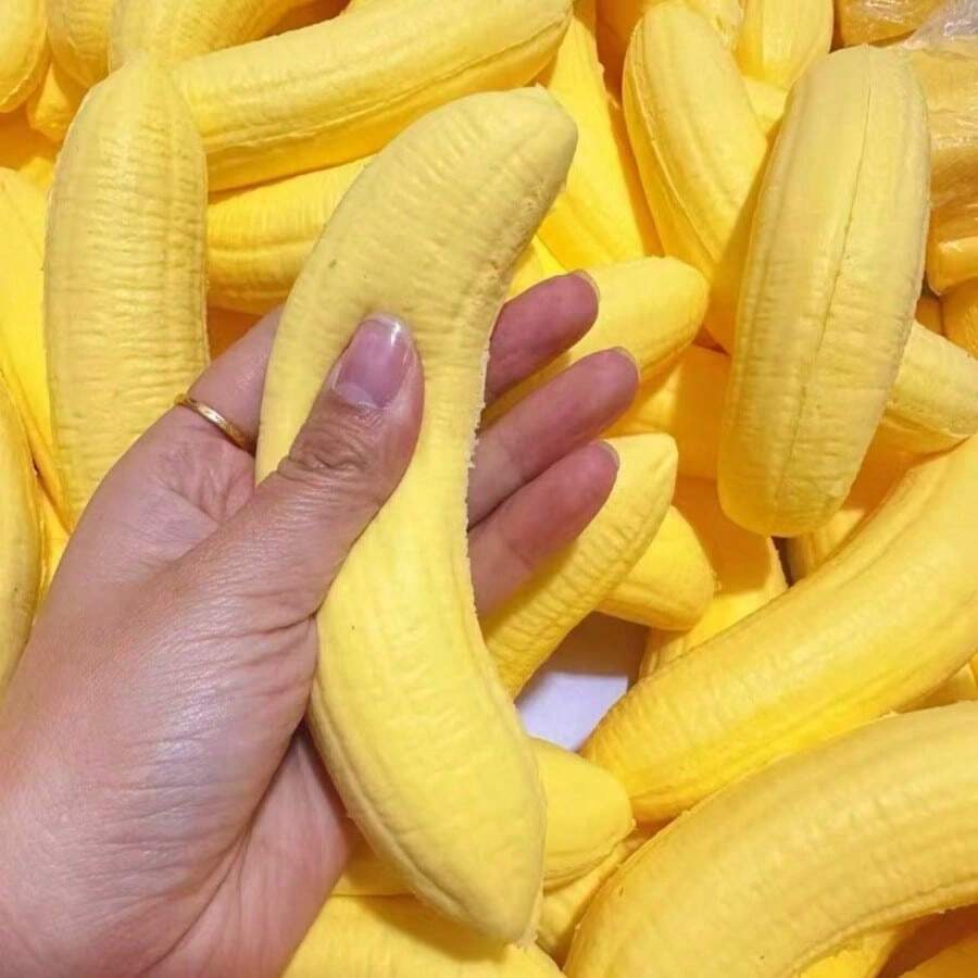 1pc Soft Squeeze Banana Shaped Desktop Stress Relief Toy, Slow Rebound Fidget Toy - Multicolor - View 1
