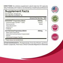 NAD+ Supplement For Women - NMN Alternative With β-NAD+, Trans-Resveratrol, CoQ10, D-Ribose - Promotes Cellular Renewal, Energy, And Radiant Skin Health - 60 Capsules Advanced - 60 Capsules - 查看 3