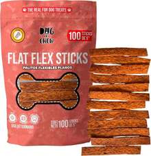 DOG-O-CHEW | Carnaza para Perro | Premios para Perro | Perro | Flat Sticks | Sticks para Perro Forma Plana | Sabor Tocino|100% Natural | NO Almidones| Carnazas para Perro| 40 Piezas | - Blanco - Ver 2