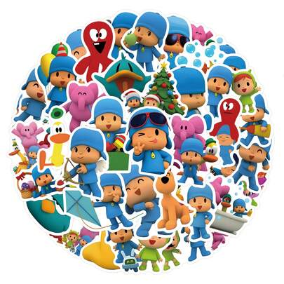 56 PIEZAS Pegatinas de Pocoyo con arco, pegatinas de estética retro, para patinaje y ciclismo, pegatinas y calcomanías para decorar tu teléfono, botellas de agua, scrapbook, diario, teléfono, coche, portátil y talla grande! Para bolsas de regalo, sellos de sobres, decoración de fiestas