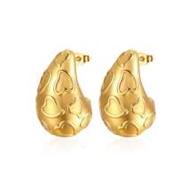 European And American Explosion Model, Extra Large Hollow Water Drop Earrings, Women's Teardrop Stainless Steel Earrings - Gold - View 6