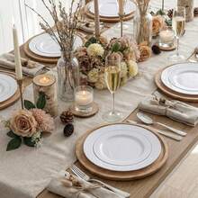 50/25/7件套纯白圆形餐盘，沙拉盘、蛋糕盘、水果盘、甜点盘、西式餐盘，尺寸分别为10.25英寸和7.5英寸，适用于节日送礼、家庭聚会、派对、户外活动、婚礼、餐厅、厨房等场合。 - 彩色 - 查看 3