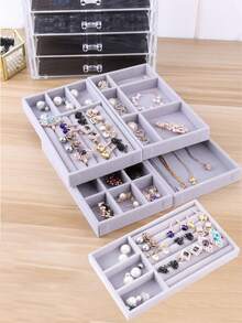 8pcs/Set Jewelry Display Tray, Jewelry Box, Cosmetic Organizer, Multi-Function Accessory Storage & Display Box, Stackable Jewelry Organizer Tray, Desktop Jewelry Storage Display Box, Suitable For Earrings, Necklaces, Rings, Bracelets, Pendants, Lipsticks, Pearls, Brooches, Elegant And Convenient Bedroom Accessories - Beige - View 4