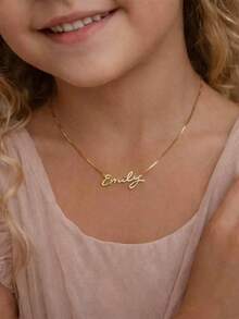 Gold Old English Name Necklace, Custom Nameplate Pendant, Personalized Handmade Jewelry, Bridesmaid Gift, Mother's Gift - Multicolor - View 3