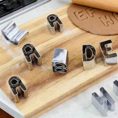 Stainless Steel Letter & Number Cookie Cutters, Baking Fondant Cutter, Pastry Shop Shaped Baking Tools, Cookie Cutter